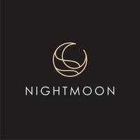 elegant crescent moon and star logo design line icon vector in luxury style outline linear