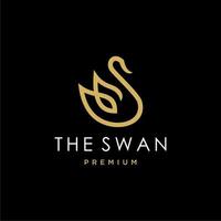 swan logo, goose or duck icon design vector in trendy and abstract luxury line outline style