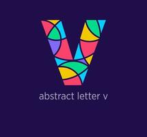 Modern abstract letter v logo icon. Unique mosaic design color transitions. Colorful letter v template. vector. vector