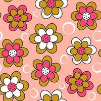 cute vintage retro seamless vector pattern abstract background illustration with colorful flowers