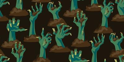 A pattern from the hands of a dead man bursting out of the ground. It is well suited for Halloween-style decoration of paper and textile products. Scary hands on a brown background vector