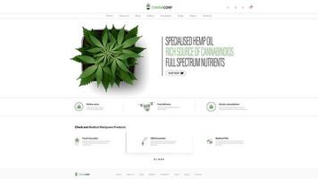 Website design template and interface elements, cannabis store vector