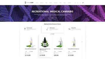 Cannabis store, website design template and interface elements vector