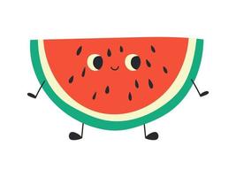 Kawaii Watermelon Slice. Vector hand drawn illustration. Childish print.