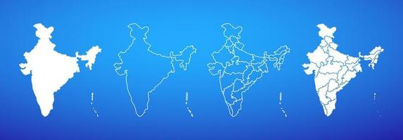 Flat India Map Set Vector Illustration
