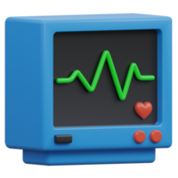 ecg machine 3d render icon illustration with transparent background, health and medical png