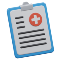 medical report 3d render icon illustration with transparent background, health and medical png