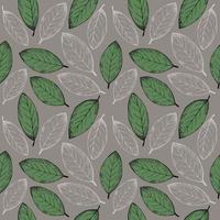 Seamless pattern with bay leaf. Repeating background with laurel leaves. Hand-drawn illustration. Design element. Vector