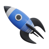 rocket 3d render icon illustration with transparent background, productivity png