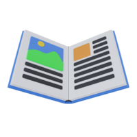 book 3d render icon illustration with transparent background, productivity png