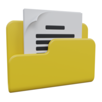 file and folder 3d render icon illustration with transparent background, productivity png