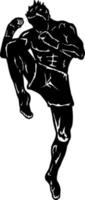 muay thai boxing fighter icon logo silhouette vector