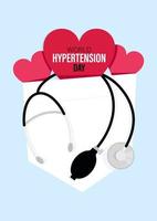 Heart and stethoscope in bathrobe pocket on world hypertension day vector