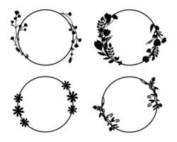 hand drawn ornamental circle collection, set of floral frames circle in flat style vector