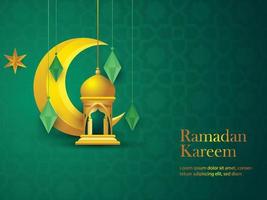 Ramadan Kareem Islamic banner design with calligraphy and Arabic lantern eps vector