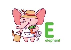 An elephant with a watering can. Dolphin with a ball. Cute animal. Vector illustration alphabet
