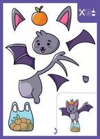 Bat with a bag. Cute animal. Vector illustration applique