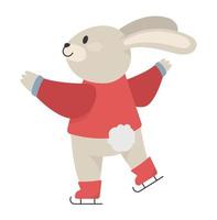 The rabbit goes skiing. Vector illustration with a cute rabbit