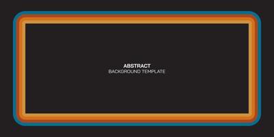 Abstract 1970's style colorful stripes rectangle frame black background with blank space. vector