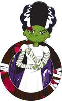 Cartoon Scary Frankensteins Bride - Spooky Halloween Monster Illustration vector