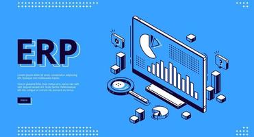 ERP enterprise resource planning isometric landing vector