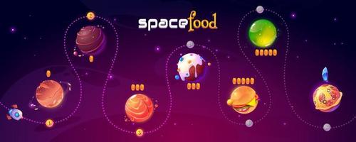 vector ui diseño espacio comida juego nivel mapa