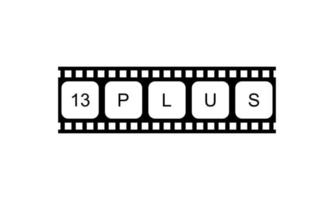 Sign of Adult Only for Thirteen Plus, 13 Plus Age in the Filmstrip. Age Rating Movie Icon Symbol for Movie Poster, Banner, Backdrop, Apps, Website or Graphic Design Element. Vector Illustration