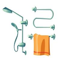 Bathroom accessories shower head and towel heater vector