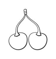 Outline doodle of twin cherries with the stem vector