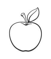 Outline doodle of apple with stem vector