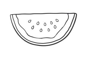 Outline doodle of watermelon slice vector