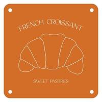 Simple croissant homemade, croissant shop and bakery, pastry logo, badges, labels, icons and signs. vector