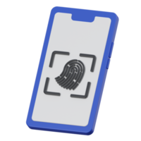 mobile fingerprint 3d render icon illustration with transparent background, cyber security png