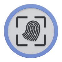 fingerprint scan 3d render icon illustration with transparent background, cyber security png