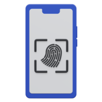 mobile fingerprint 3d render icon illustration with transparent background, cyber security png