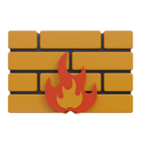 firewall 3d render icon illustration with transparent background, cyber security png