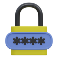 password 3d render icon illustration with transparent background, cyber security png