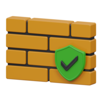 firewall security 3d render icon illustration with transparent background, cyber security png