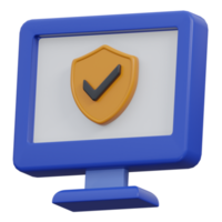 computer security 3d render icon illustration with transparent background, cyber security png