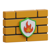 firewall security 3d render icon illustration with transparent background, cyber security png