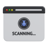 scanning virus 3d render icon illustration with transparent background, cyber security png