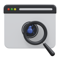 balayage virus 3d rendre icône illustration avec transparent arrière-plan, cyber Sécurité png