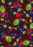 Cartoon Scary Frankensteins Monster Pattern - Spooky Halloween Illustration vector