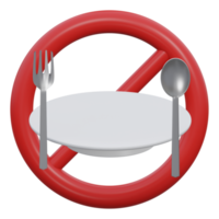 Nej äta 3d framställa ikon illustration med transparent bakgrund, ramadan png