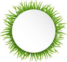 Circle frame banner made of grass or fur isolated on white background. Round banner design concept for text design. Vector illustration