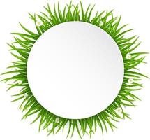 Circle frame banner made of grass or fur isolated on white background. Round banner design concept for text design. Vector illustration