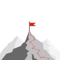 Success Route. Path to top of mountain. Business strategy path to success. Mountain climbing route to peak. Flat Vector illustration