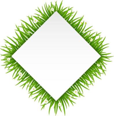 Rectangle frame banner made of grass or fur isolated on white background. Rectangle banner design concept for text design. Vector illustration
