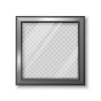 Realistic square black frame for photo or picture. Vector illustration isolated on white background