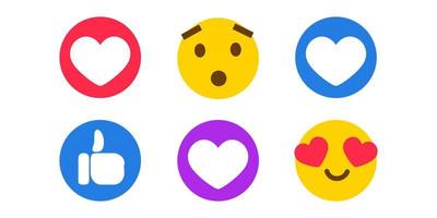 Like, thumb up and frawn face icons. Emoticons for social media reactions. Vector illustration